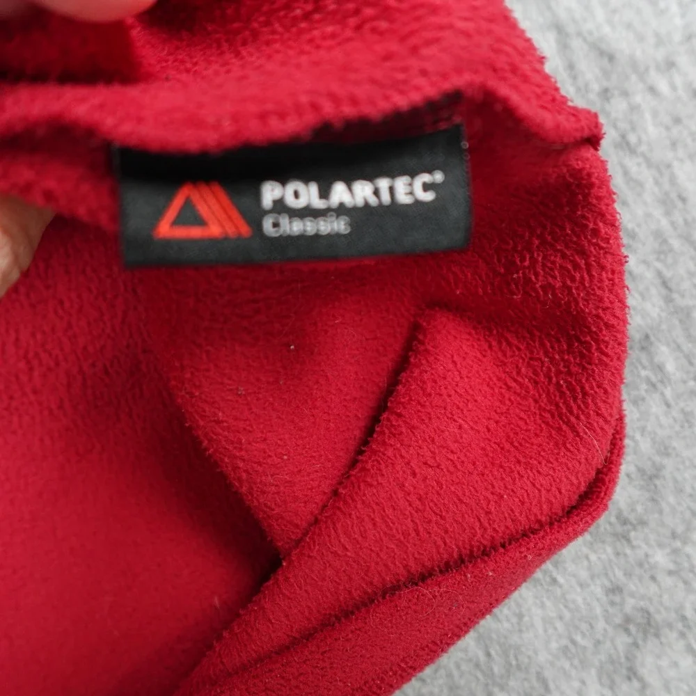 The North Face Pullover Mens Large Red Polartec‎ Fleece 1/4 Zip Logo Sweatshirt